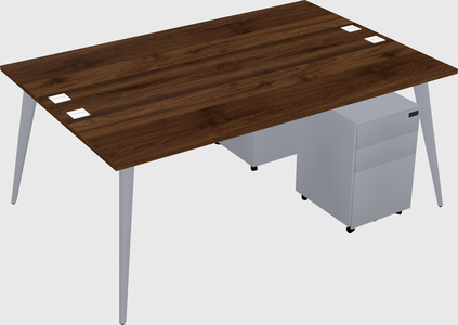 Shared rectangular office desk system