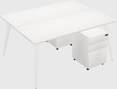 Shared rectangular office desk system