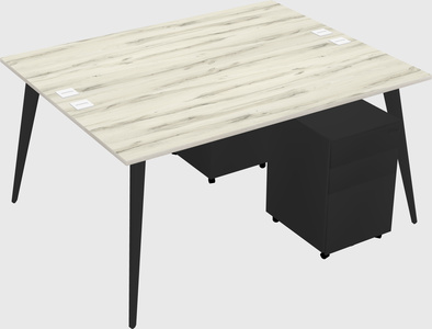 Shared rectangular office desk system