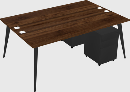 Shared rectangular office desk system