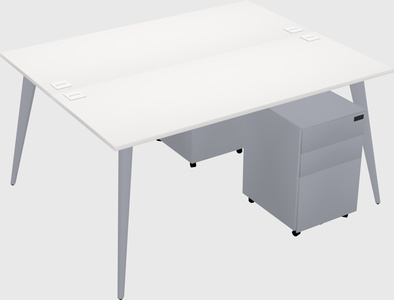 Shared rectangular office desk system