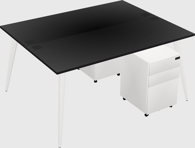 Shared rectangular office desk system