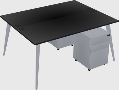 Shared rectangular office desk system