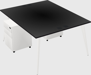 Shared rectangular office desk system