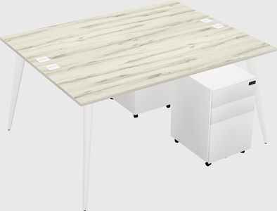 Shared rectangular office desk system