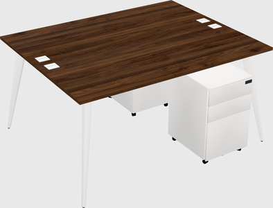 Shared rectangular office desk system