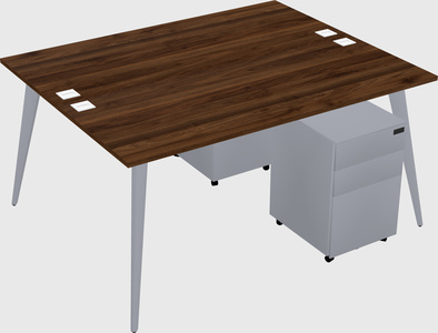 Shared rectangular office desk system