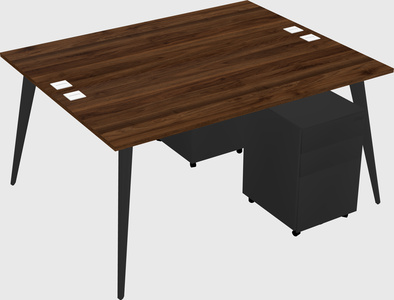 Shared rectangular office desk system