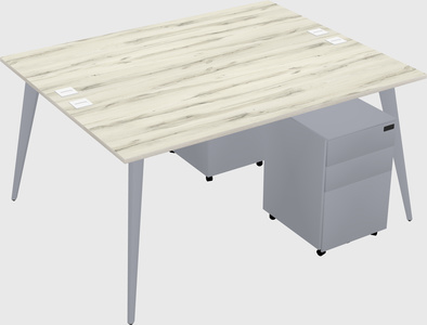 Shared rectangular office desk system