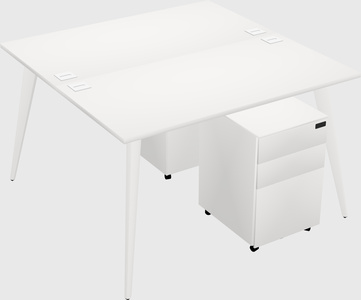 Shared rectangular office desk system