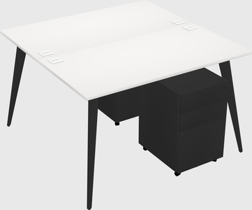 Shared rectangular office desk system