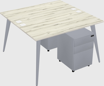 Shared rectangular office desk system