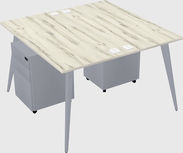 Shared rectangular office desk system