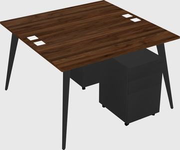 Shared rectangular office desk system