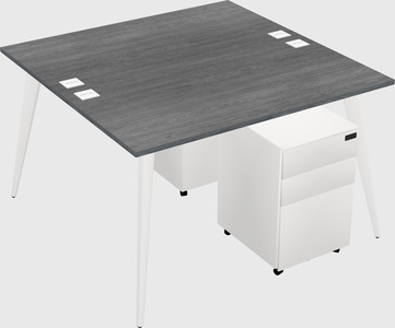 Shared rectangular office desk system