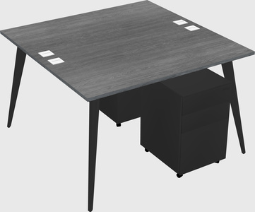 Shared rectangular office desk system