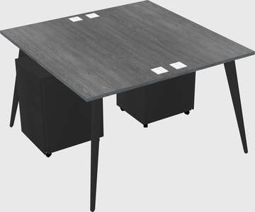 Shared rectangular office desk system