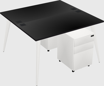 Shared rectangular office desk system