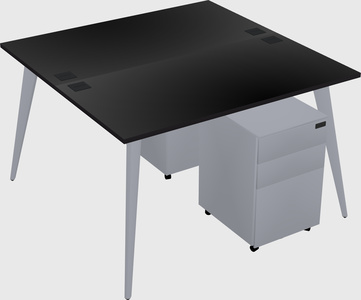 Shared rectangular office desk system