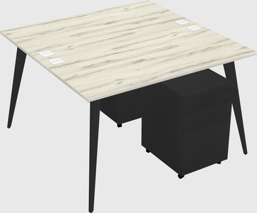 Shared rectangular office desk system