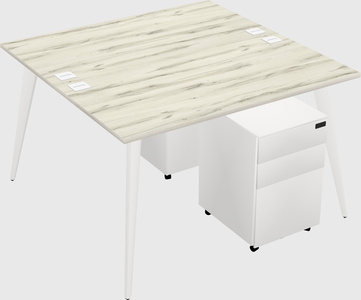 Shared rectangular office desk system