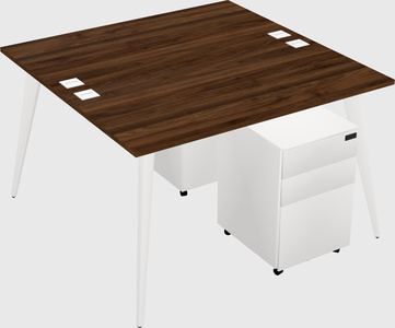 Shared rectangular office desk system