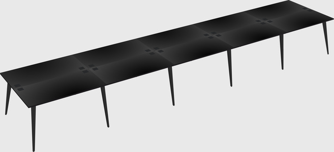 Shared rectangular office desk system