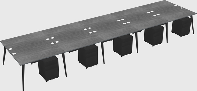 Shared rectangular office desk system