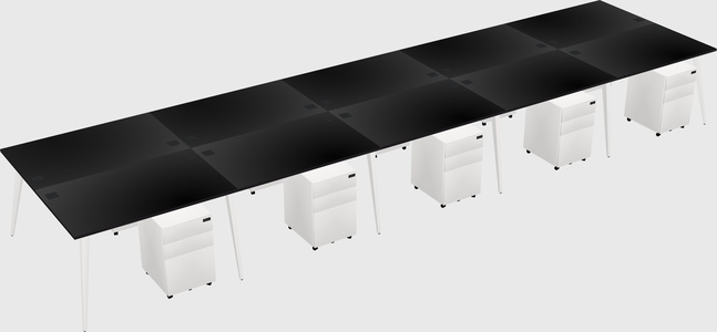 Shared rectangular office desk system