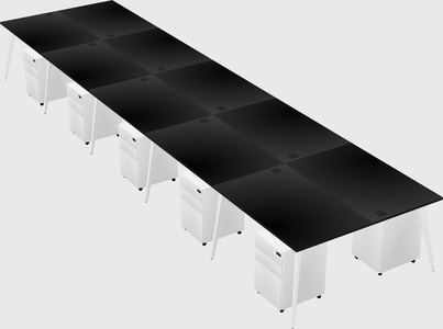Shared rectangular office desk system