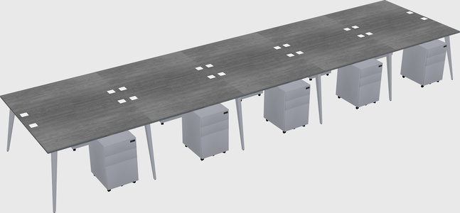 Shared rectangular office desk system