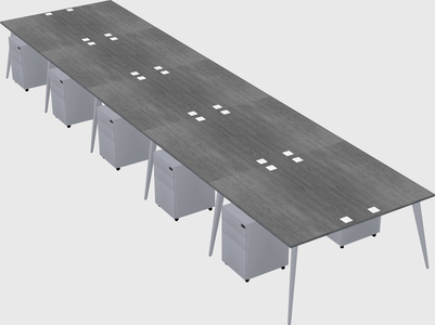Shared rectangular office desk system
