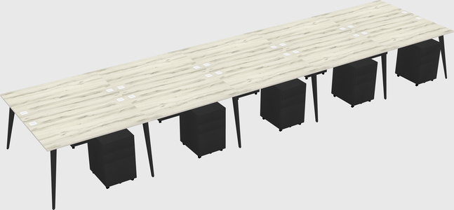 Shared rectangular office desk system