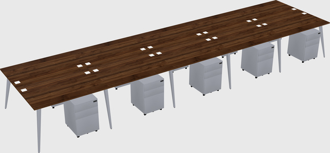 Shared rectangular office desk system