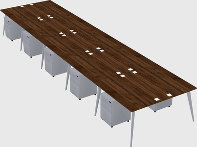 Shared rectangular office desk system