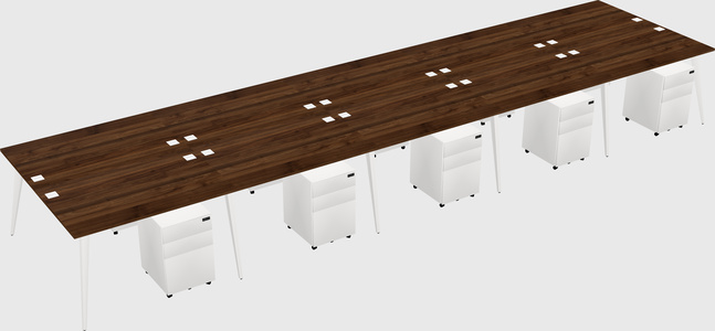 Shared rectangular office desk system