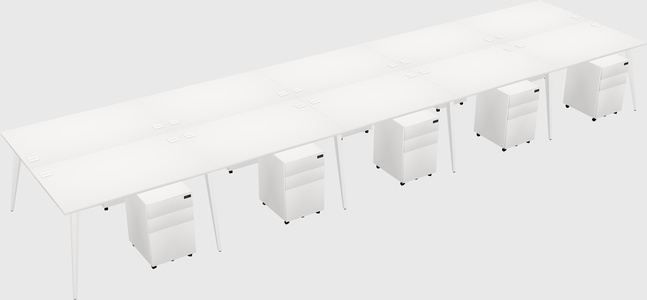 Shared rectangular office desk system