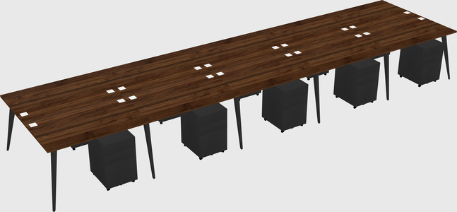 Shared rectangular office desk system