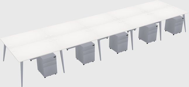 Shared rectangular office desk system