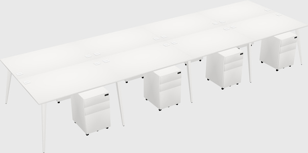 Shared rectangular office desk system