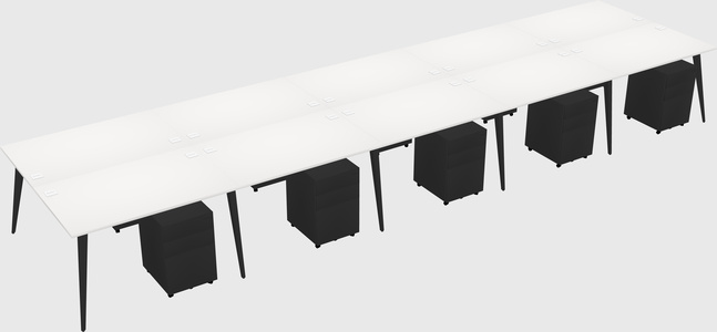 Shared rectangular office desk system