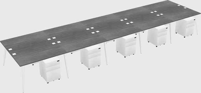 Shared rectangular office desk system