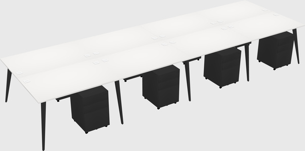 Shared rectangular office desk system