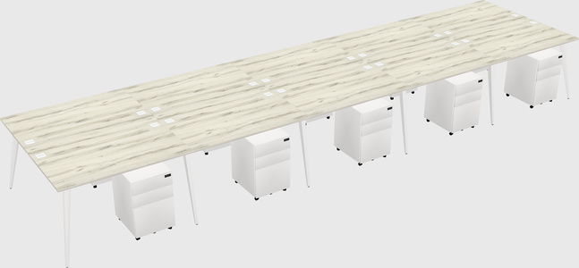 Shared rectangular office desk system