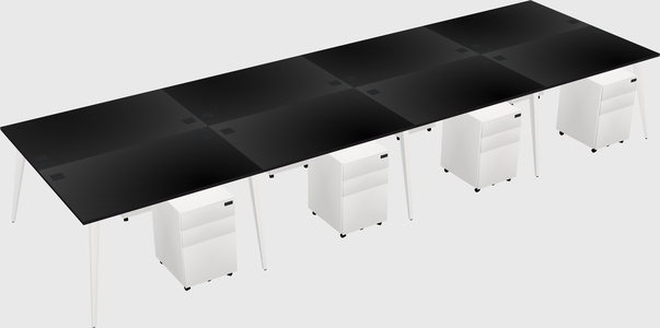 Shared rectangular office desk system