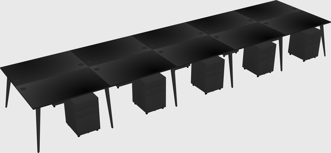 Shared rectangular office desk system
