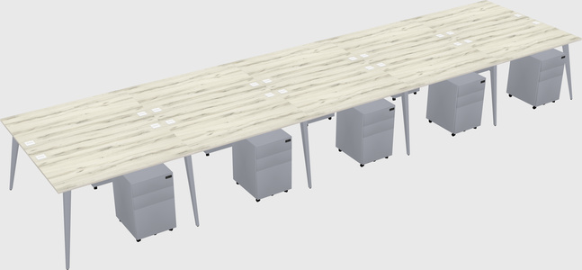 Shared rectangular office desk system