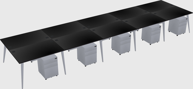Shared rectangular office desk system