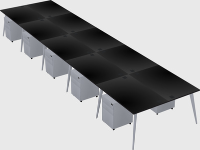 Shared rectangular office desk system
