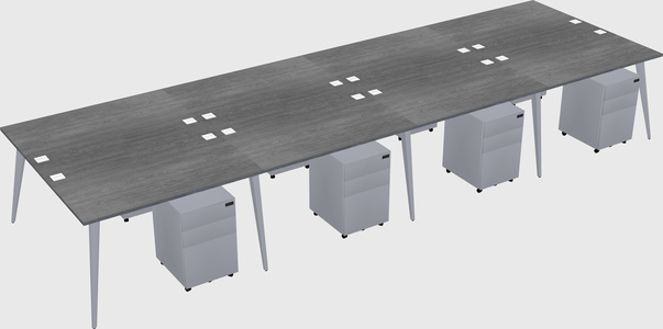 Shared rectangular office desk system